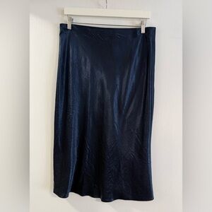 Vince Navy Satin Maxi Slip Skirt